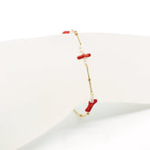 Браслет из позолоченной ветки красного коралла и жемчуга